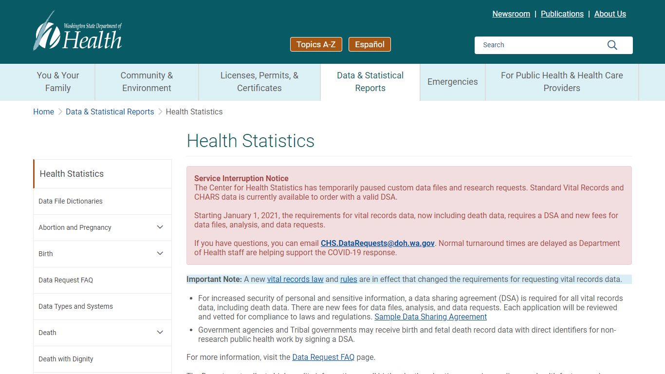 Health Statistics | Washington State Department of Health