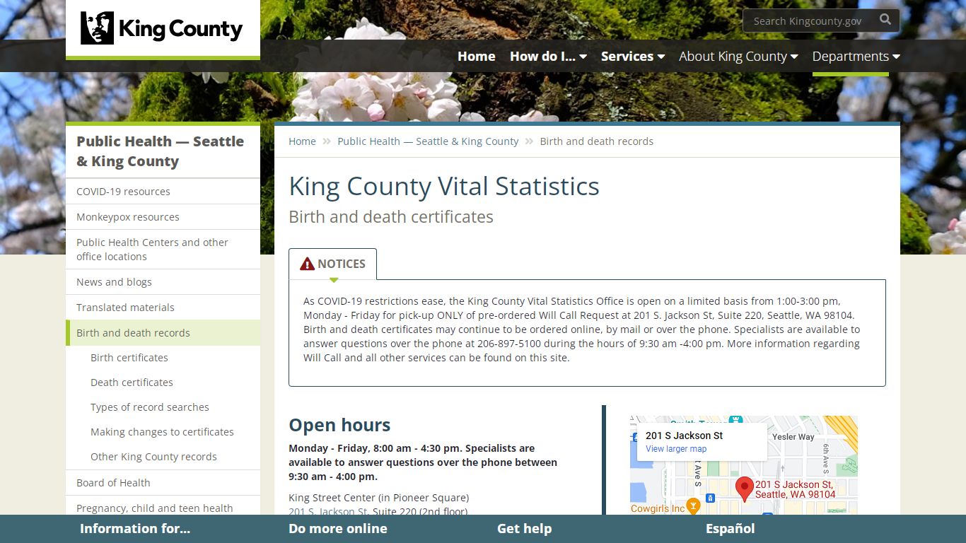 King County Vital Statistics - King County - King County, Washington